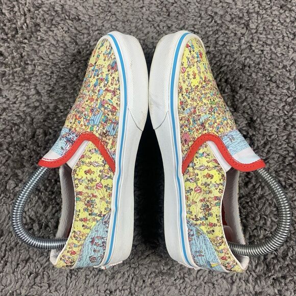 Vans X Where's Waldo Slip-On Kids Size 2 Shoes Red/Yellow Canvas - Picture 5 of 8